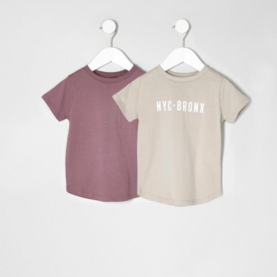 Mini boys pink and beige T-shirt multipack